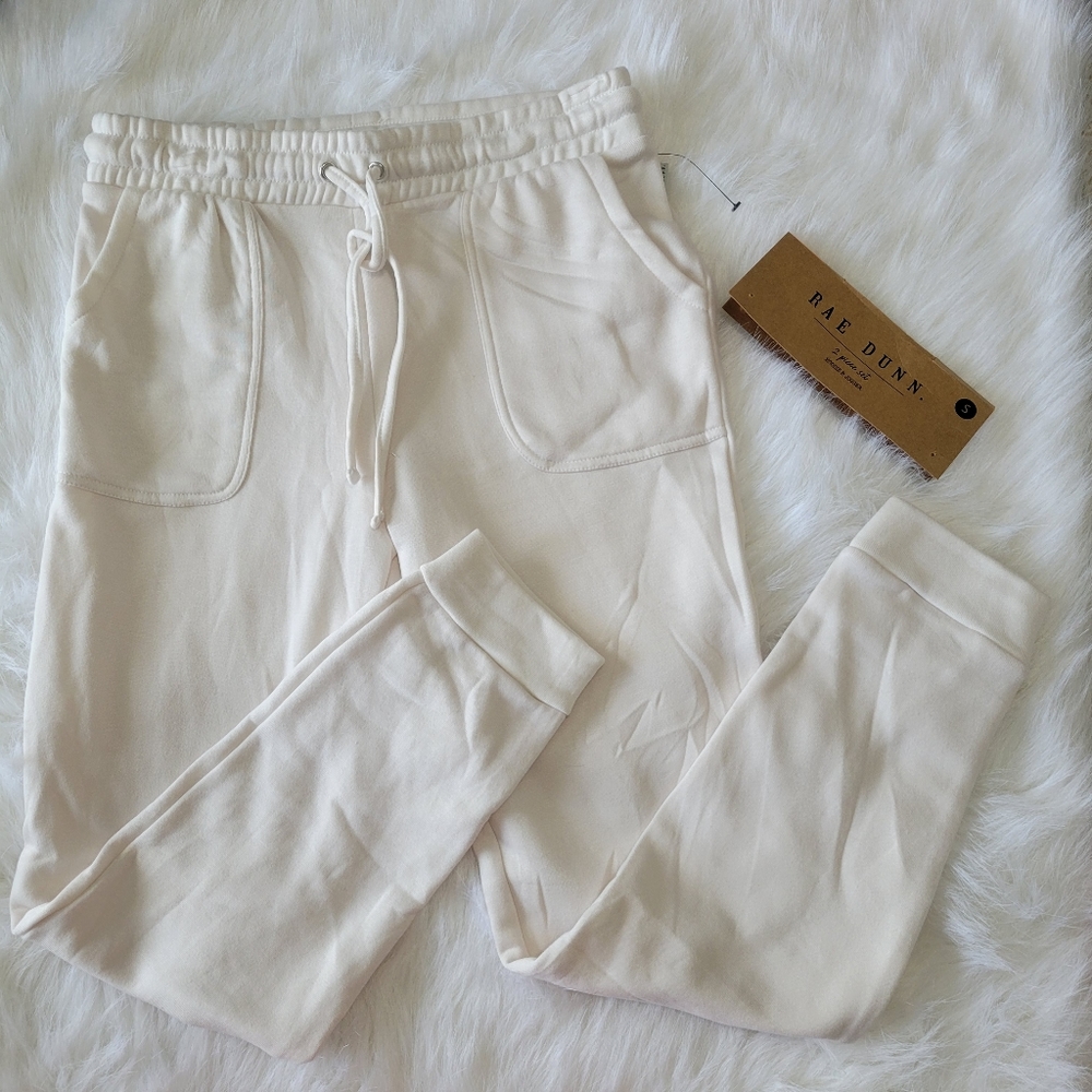 Rae Dunn 2 Piece CHILL Set Hoodie & Jogger Set S Cream/Pink Soft NWT - Picture 5 of 16